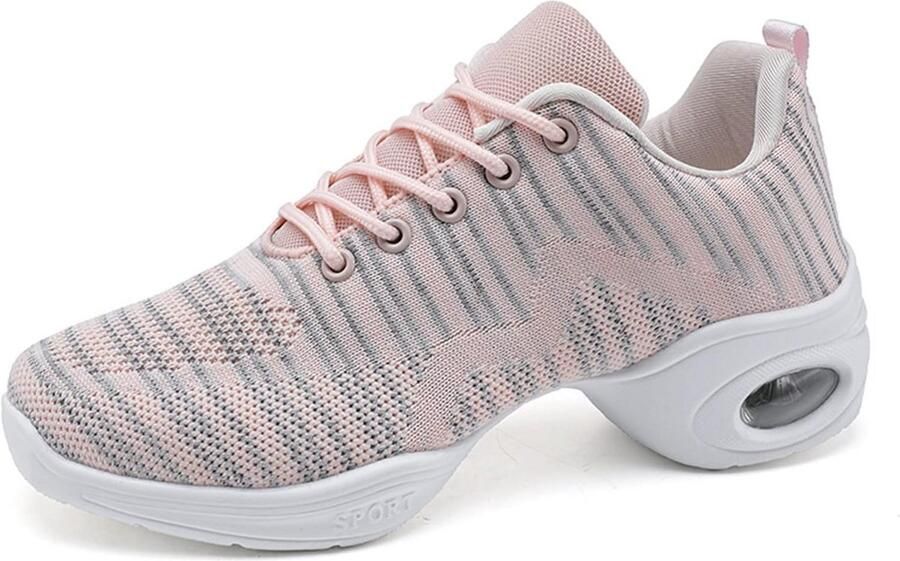 Comfortabele Vrouwen Jazz Danssneakers met Veters en Mesh