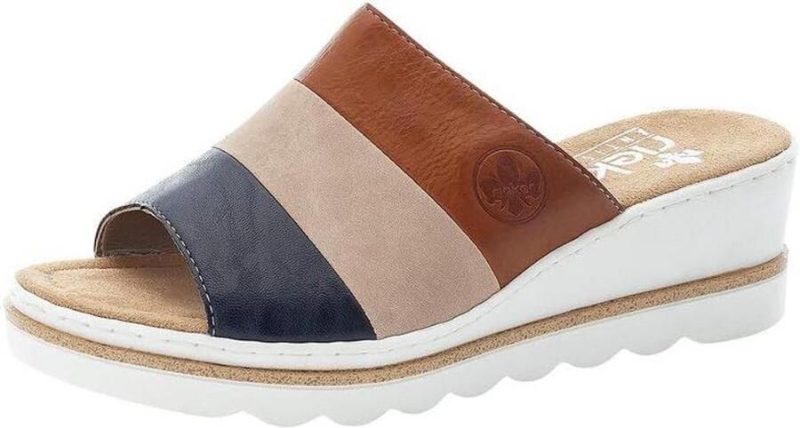 Dames platte sandaal met wreefband walnootbruin