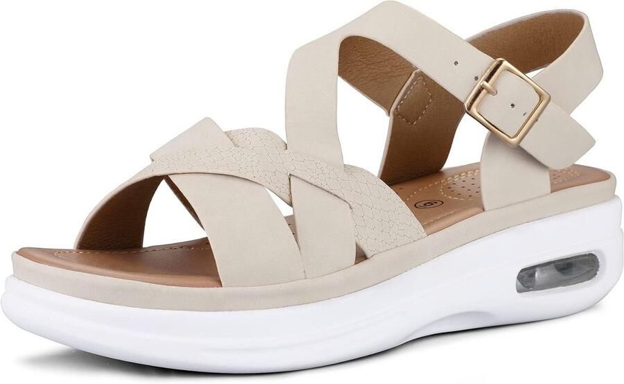 Comfortabele Wandelsandalen voor Dames met Enkelriempje en Luchtkussen Steun