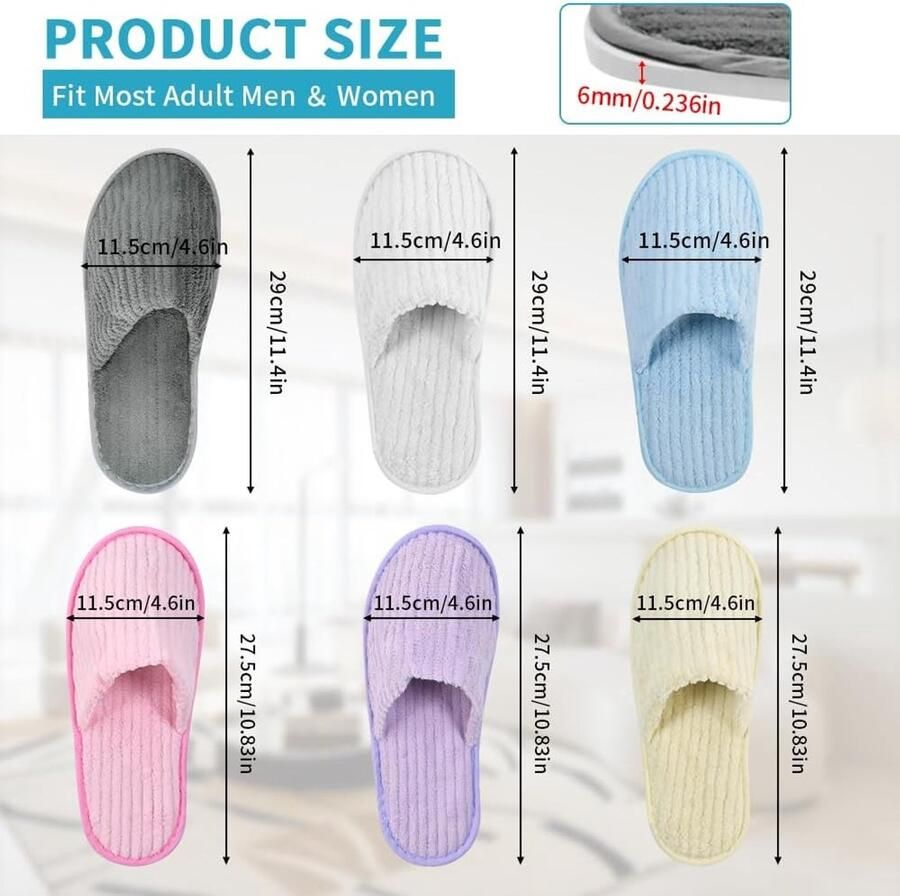 Comfortabele Wasbare Antislip Pantoffels voor en 6 Paar Indoor Slippers voor Thuisgebruik