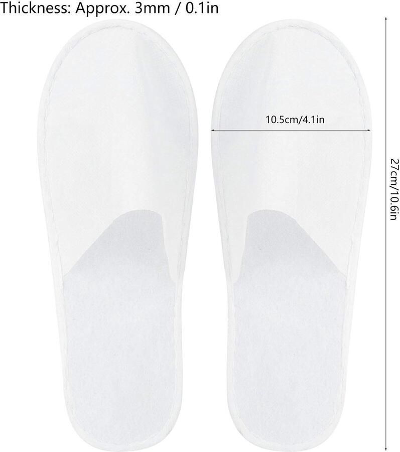 Comfortabele Wegwerpslippers voor Badkamer Hotel en Reizen Ade d Antislip Wit 10.6x4.1 inch Wasbare Slippers voor en