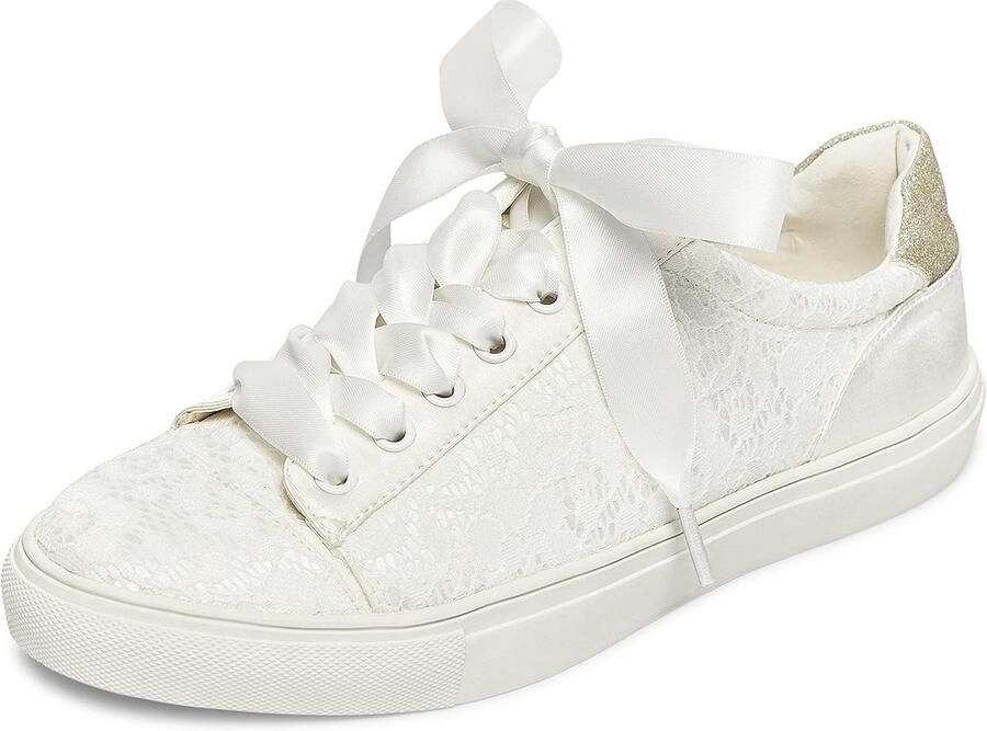 Comfortabele Witte Bruidssneakers met Veters voor Bruiloften