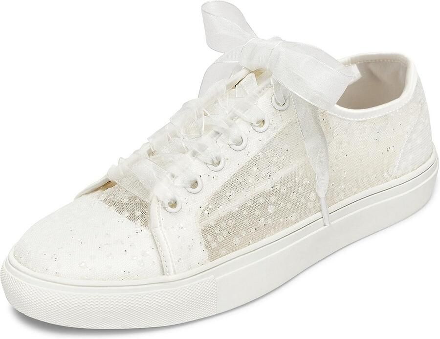 Comfortabele Witte Bruidssneakers met Vetersluiting