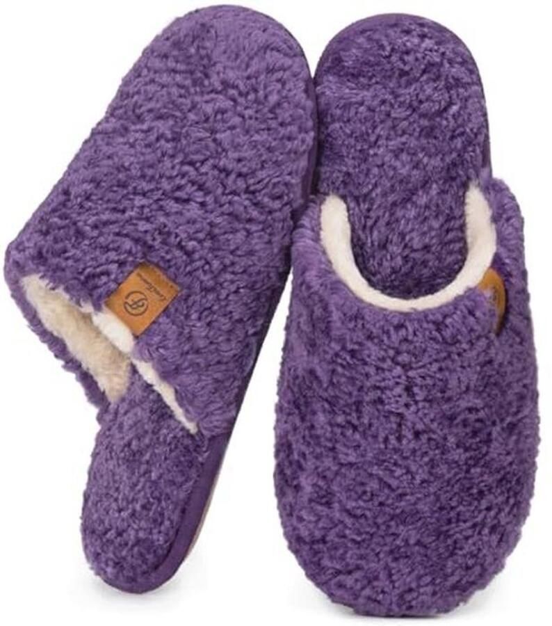Comfortabele zachte faux Alpine Shearling Memory Foam Slippers voor Dames Lichtgewicht en Antislip