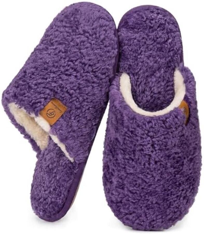 Comfortabele zachte faux Alpine Shearling Memory Foam Slippers voor Dames Lichtgewicht en Antislip