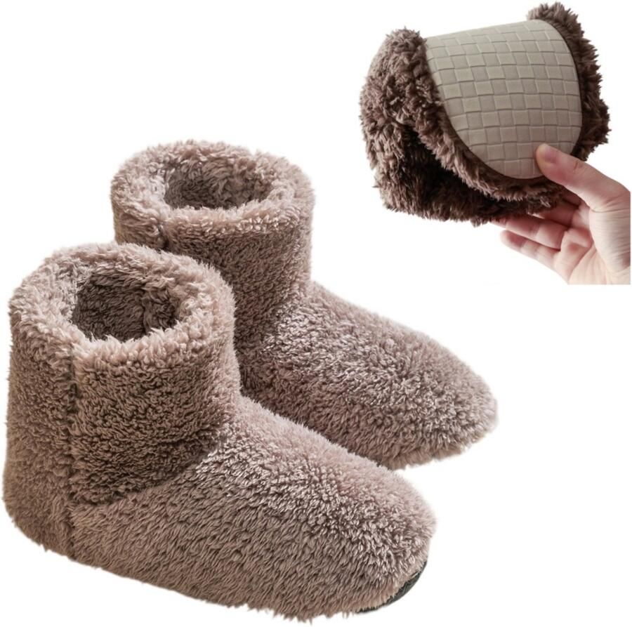 Comfortabele zachte pantoffel-enkellaarsjes voor en Lichtgewicht pantoffels voor binnenshuis–Warme unisex pantoffel-laarsjes Hoog model zachte pantoffels–Knusse pantoffels met imitatiebontvoering–Maat XXL (geschikt voor ??46)
