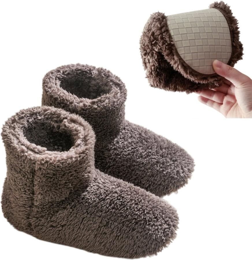Comfortabele zachte pantoffel-enkellaarsjes voor en Lichtgewicht pantoffels voor binnenshuis–Warme unisex pantoffel-laarsjes Hoog model zachte pantoffels–Knusse pantoffels met imitatiebontvoering–Maat XXL (geschikt voor ??46)