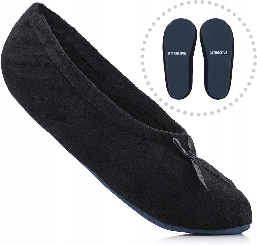 Comfortabele zwarte ballerina pantoffels dames