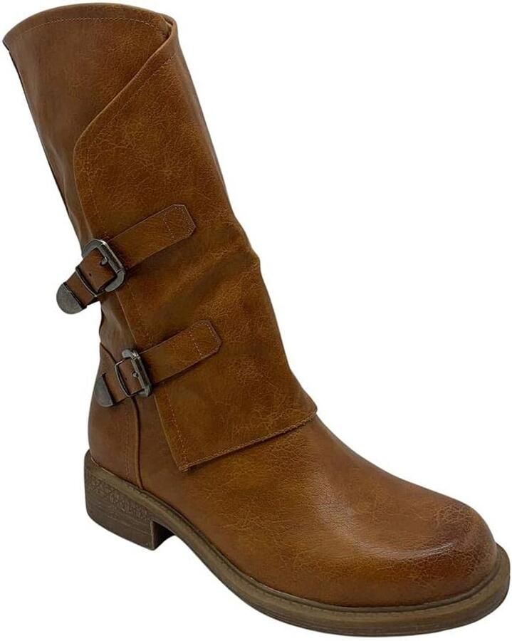 Comfortabele Zwarte Bikerlaarzen Dames Motorrijder Laarzen met B-Hak