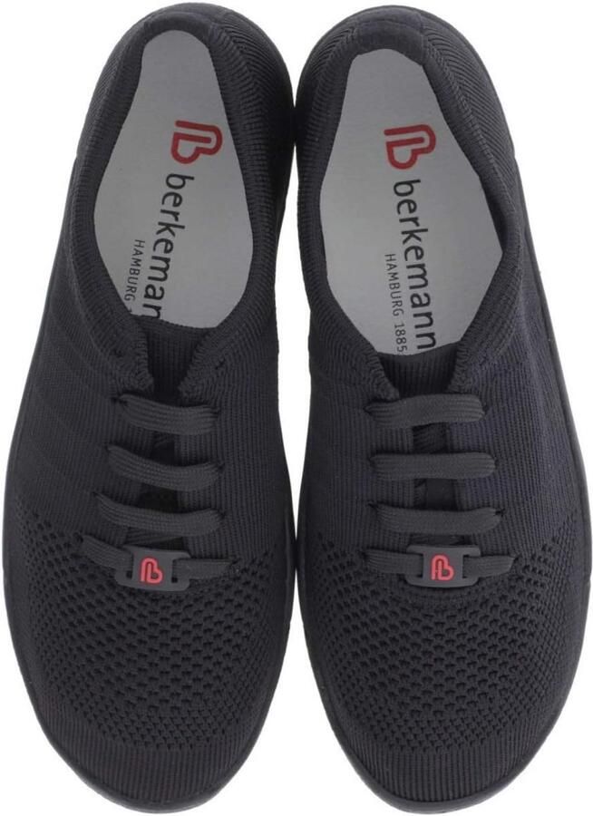 Comfortabele zwarte dames sneakers met ademend breisel