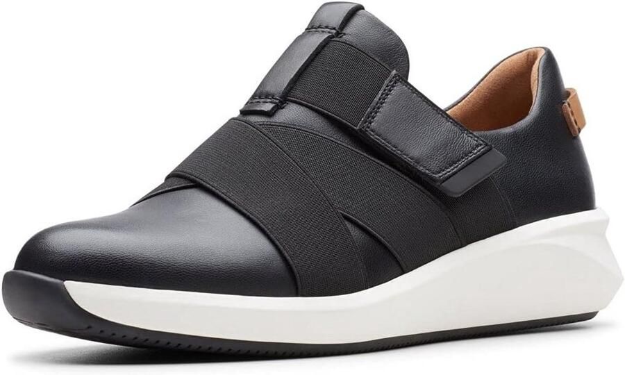 Comfortabele Zwarte Leren Damessneakers met Bandsluiting