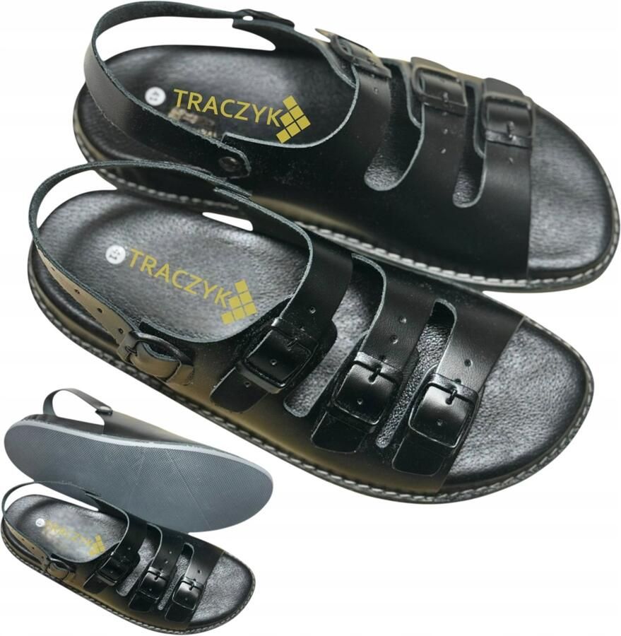 Comfortabele zwarte leren heren slippers