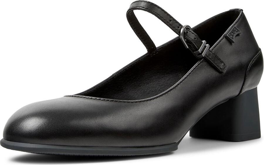 Comfortabele zwarte leren Mary Jane platte schoenen voor dames