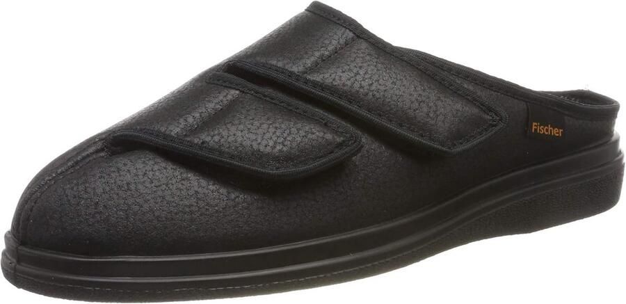 Comfortabele Zwarte Orthopedische Pantoffels met Klittenband voor Brede Voeten