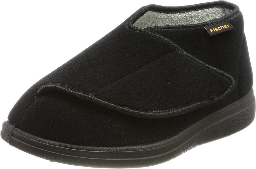 Extra Brede Pantoffels met Klittenband voor en Comfortabele Zwarte Muiltjes