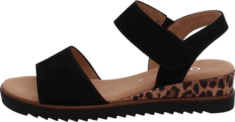 Comfortabele Zwarte Suède Plateau Sandalen met Klittenband Dames