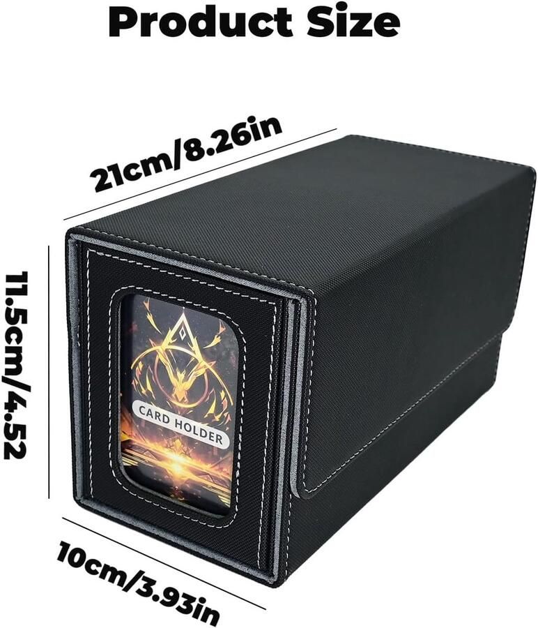 Commander Deck Box ruimte voor 200+ kaarten kaartenspeelbox met kijkvenster 3-in-1 magnetische kaartenorganizer voor Magic Commander TCG CCG 4 scheidingswanden (grijs)