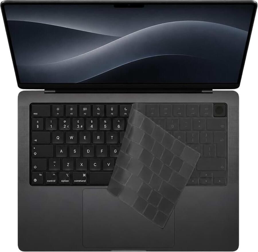 Compatibel met MacBook Air 13 6 15 inch en Pro 14 16 inch M1 M2 M3 M4 M5 2021-2026 TPU toetsenbordhoes ultradun zwart transparant toetsenbordbeschermfolie tegen stof en