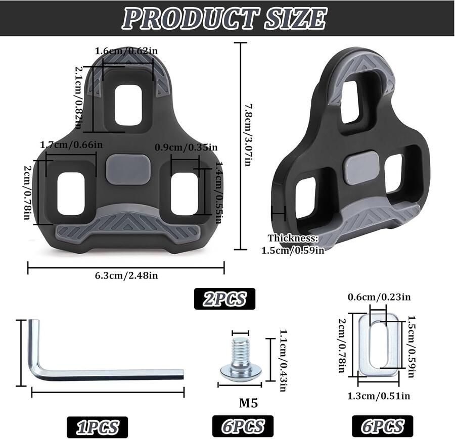 Compatibele 3-Hole Grip Blade 2 Max Carbon Classic Cleats voor Fietspedalen Duurzame Schoenplaten voor Racefietsen en MTB Fietsaccessoires Set
