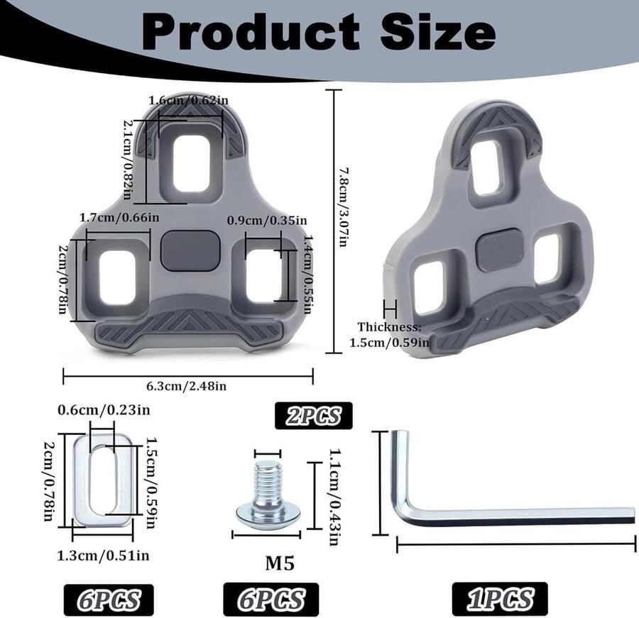 Compatibele Fietsschoenen voor Look Keo Pedalen Wegfiets Pedal Plates 4.5° Float Grijs Fietsaccessoires voor Optimaal Comfort en Prestaties