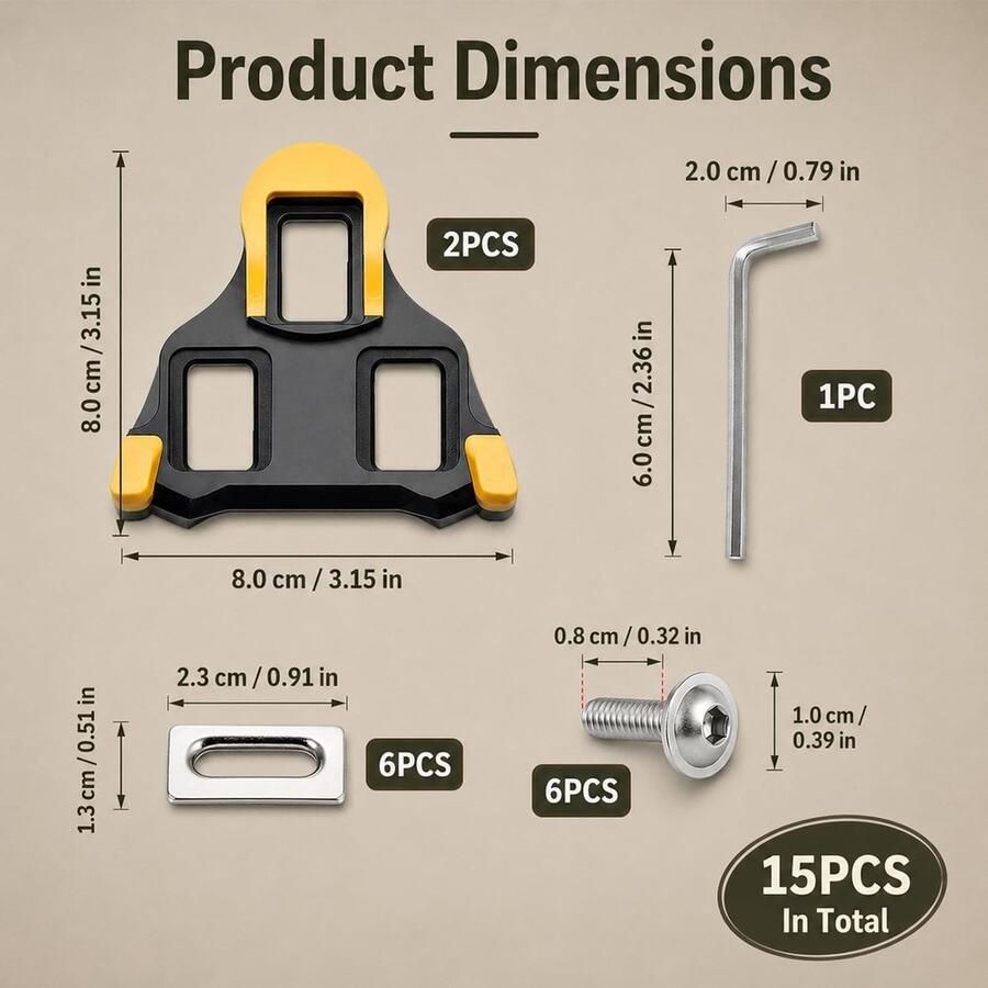 Compatibele Wedges voor Shi o SPD SL Fietspedaal Studs voor SH10 SH11 SH12 Antislip 6° Buoyancy voor Racefietsschoenen Inclusief 2 Wedges 6 Schroeven en 6 Ringetjes