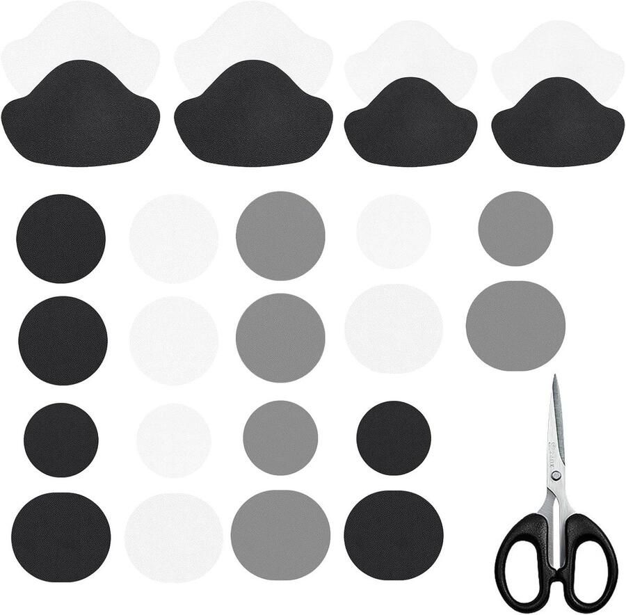 Complete Schoenreparatieset met 34 Stuks Inclusief Schaar Patches en Bescherming voor Hakken Sneakers en Leren Schoenen (Zwart)