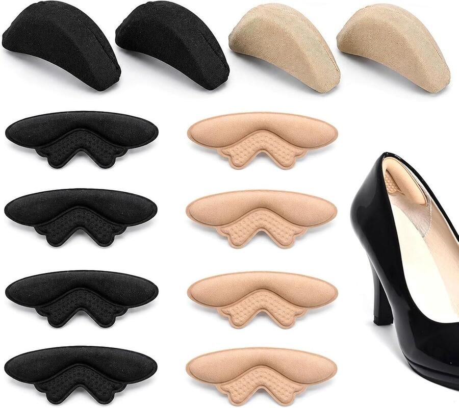 Complete set van 12 hielkussens en inlegzolen voor het verminderen van schoenmaten antislip hielpads voor te grote schoenen bescherming voor hoge hakken en sneakers
