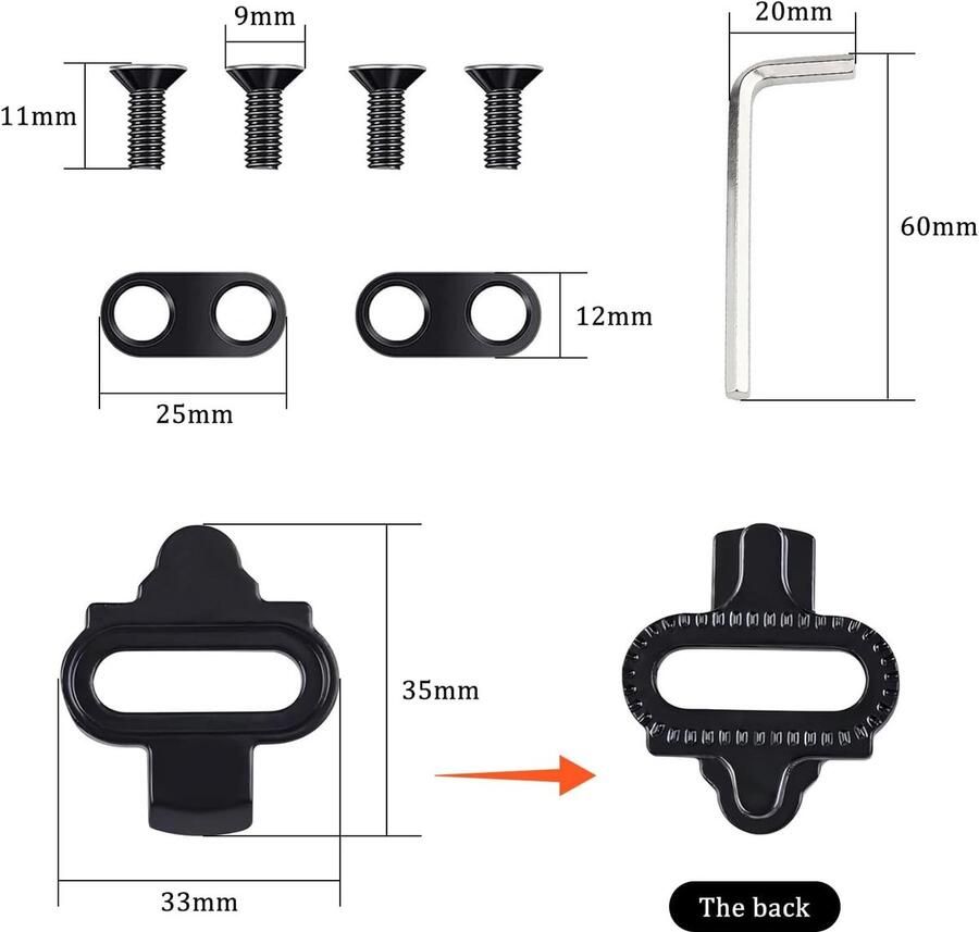 Complete Set van 9 Fietsschoenenplaatjes Geschikt voor Shi o SPD Duurzaam en Antislip voor Mountainbike en Indoor Fietsen