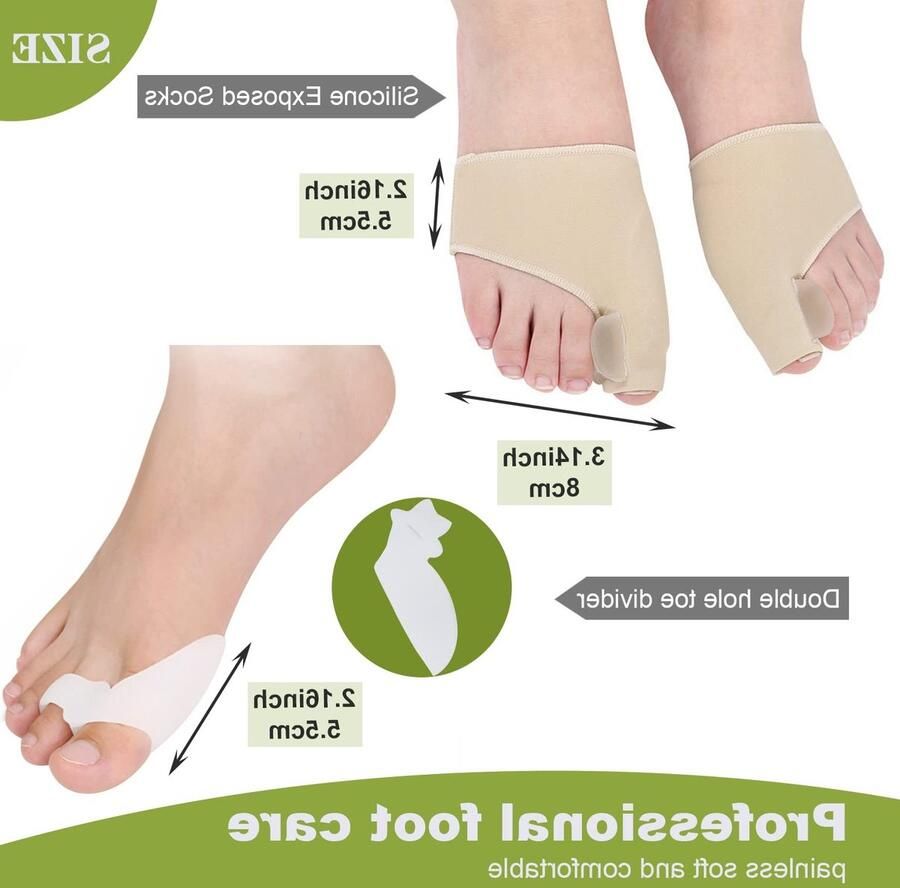Complete set voor hallux valgus correctie met orthopedische sokken silicone separator en comfortabele slippers voor dag en nacht gebruik