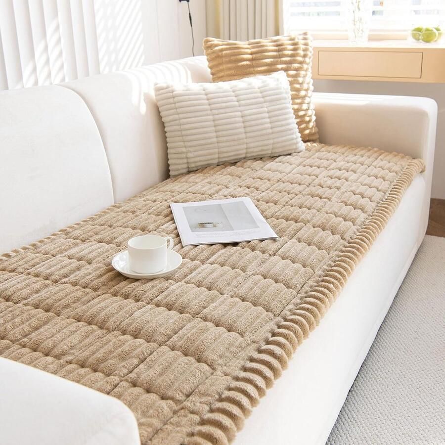 Corduroy Bankovertrek 1 2 3 4-zits L-vorm bankhoes hoekbank antislip voor hond en kat kaki 90 x