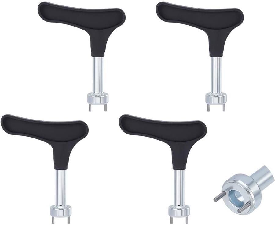 Allecto Golfschoenen Spike Sleutel Verwijderingsgereedschap 4 Stuks Roestvrij staal Zwart Vervangtool voor golfschoenen Geschikt voor g