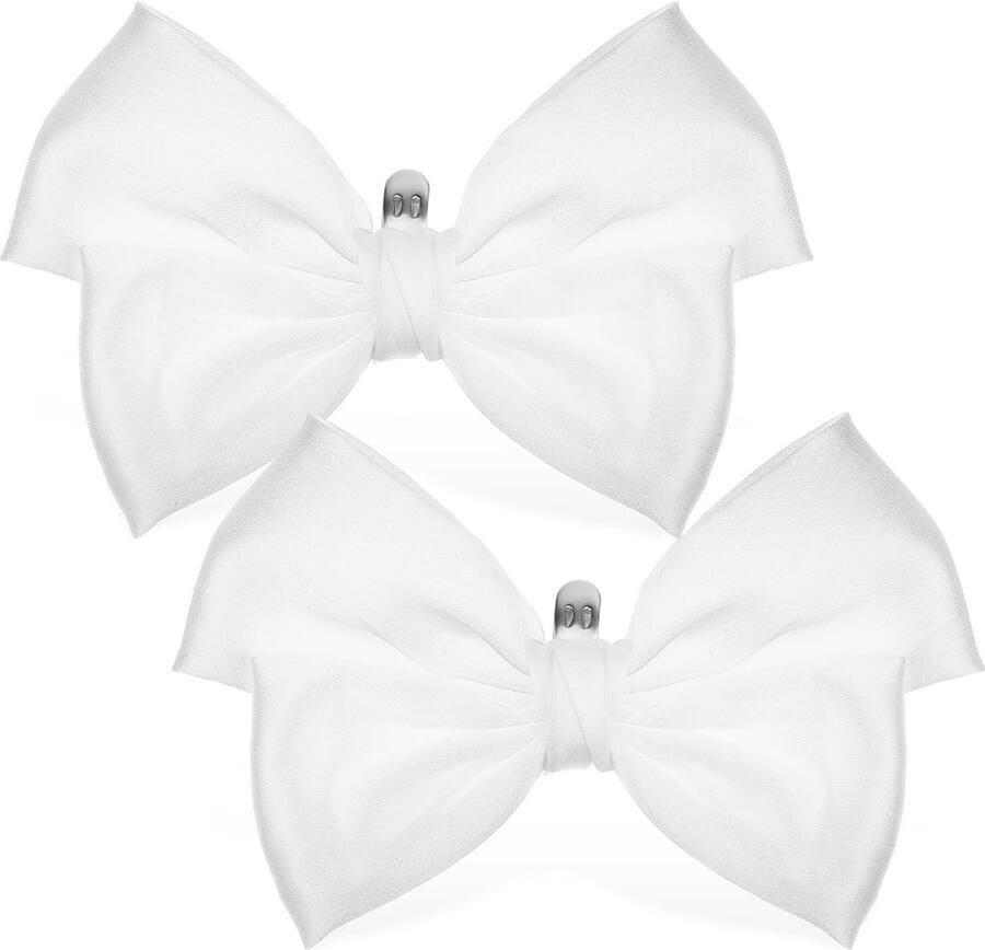 Allecto Satin Bows voor Schoenen Elegante Decoratieve Clip Wit Schoenaccessoires Perfect voor Pumps en Flats Modern Design