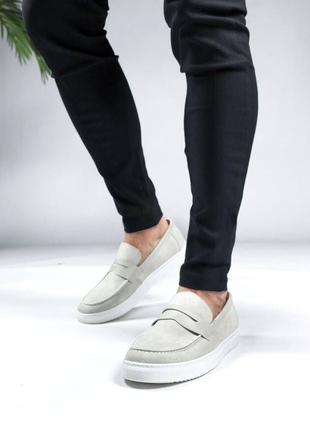Cotton District Loafers Suede Band Grijs