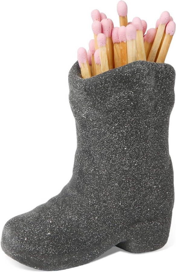 Cow Boot Match Holder Keramische Boot Matchhouder met Striker Schattige Decoratieve Accessoire voor Badkamer Slaapkamer Keuken (Zwart)