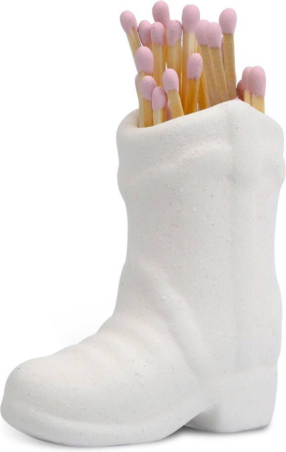 Cowboy Boot Match Houder Mooi Keramiek Boot Match Houder met Striker Binnen Decoratie Accessoire voor Badkamer Slaapkamer Keuken (Wit)