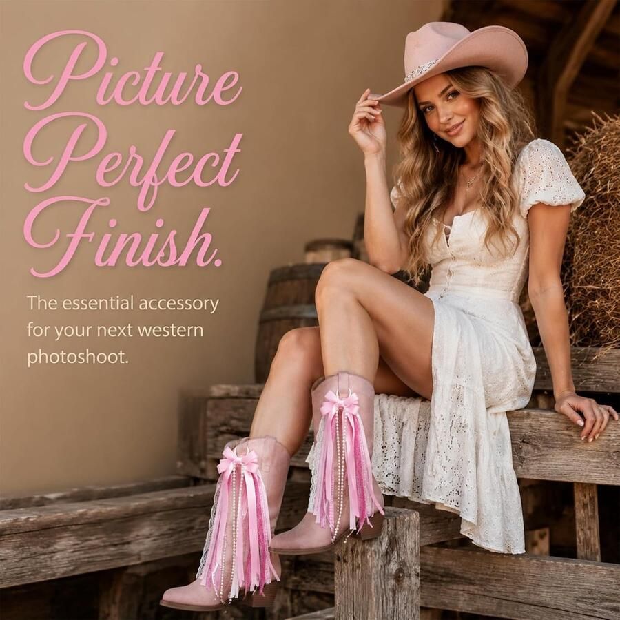 Cowboylaarzen accessoires Roze strikken met kant en glitter Unieke schoensieraden voor dames ShopVlot