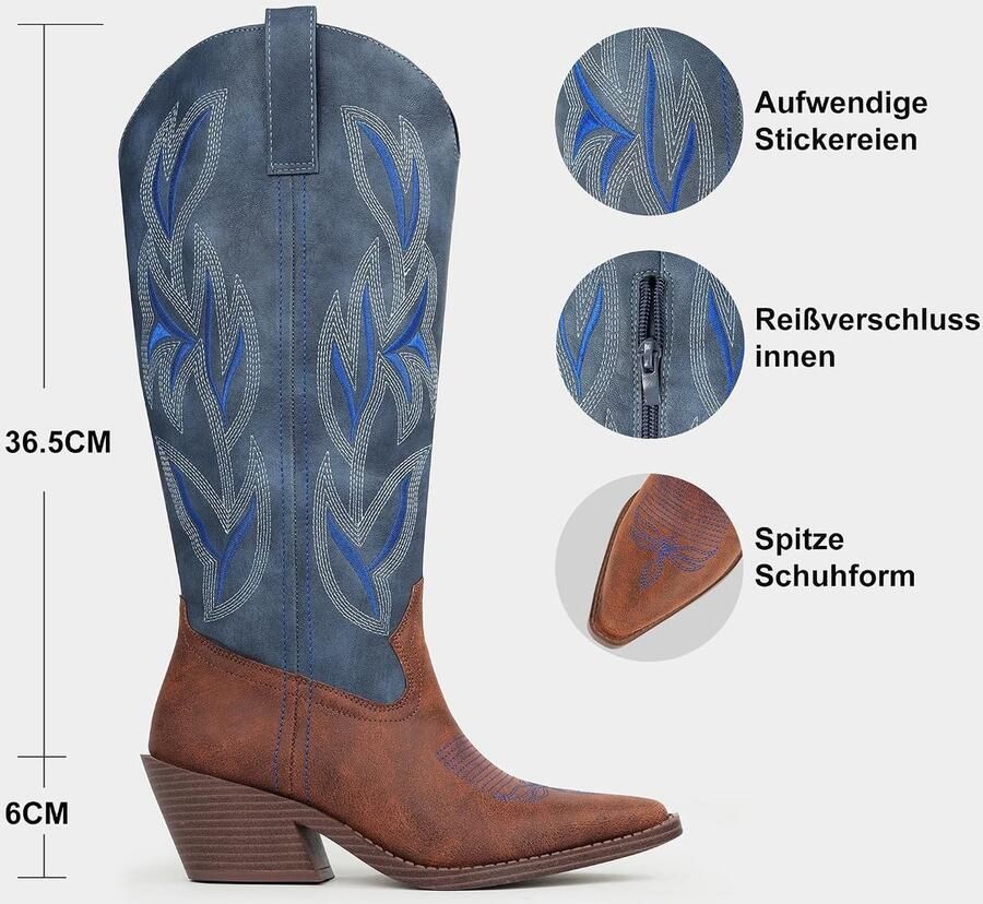 Cowboylaarzen dames cowgirl boots western borduursel stijlvol voor de herfst winter ShopVlot