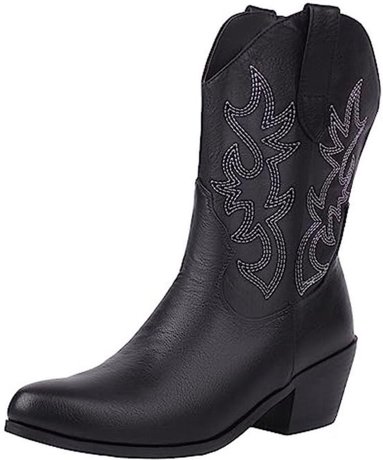 Cowboylaarzen Dames Geborduurd Westernlaarzen met Korte Schacht