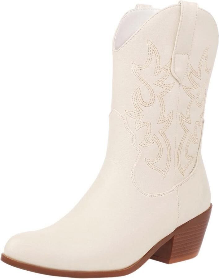Cowboylaarzen Dames Geborduurde Westernlaarzen met Houten Hak voor Cowgirls