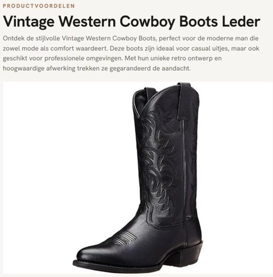Cowboylaarzen Hoge Kwaliteit Vintage Western Laarzen Gummisole Retro Design Comfortabel en Zacht Slip-On Model Westernlaarzen