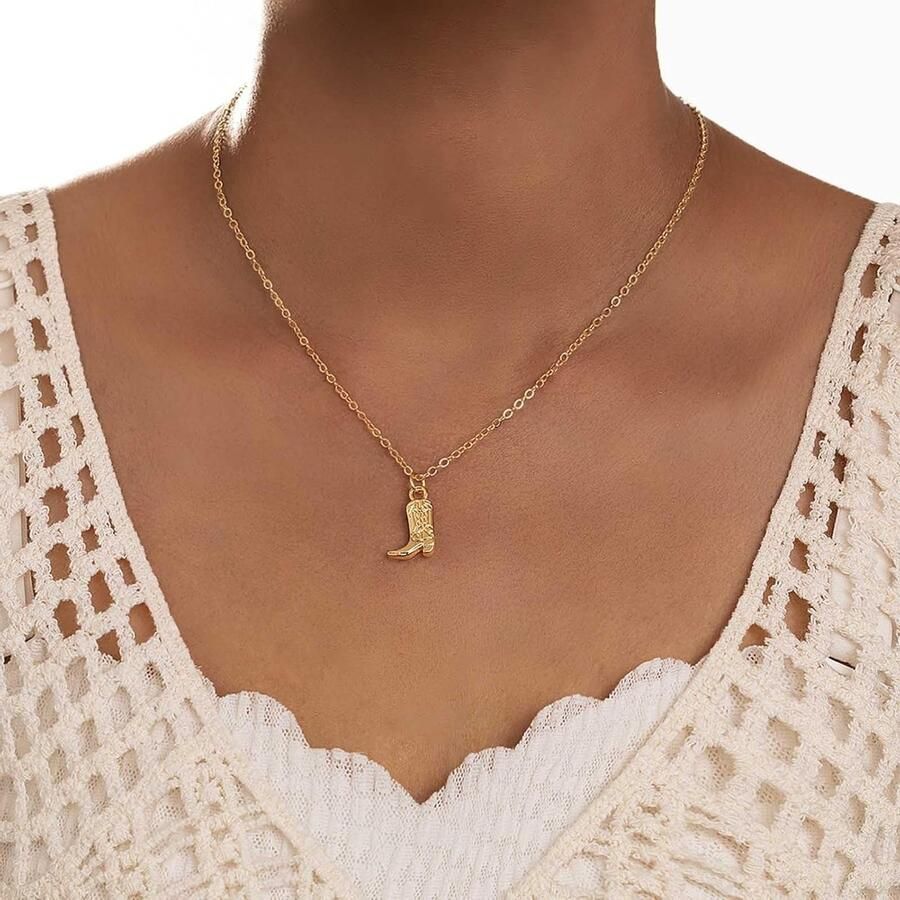 Cow laarzen Ketting Pendant voor en Hip Hop Choker met Gouden Accenten en Westerse Stijl