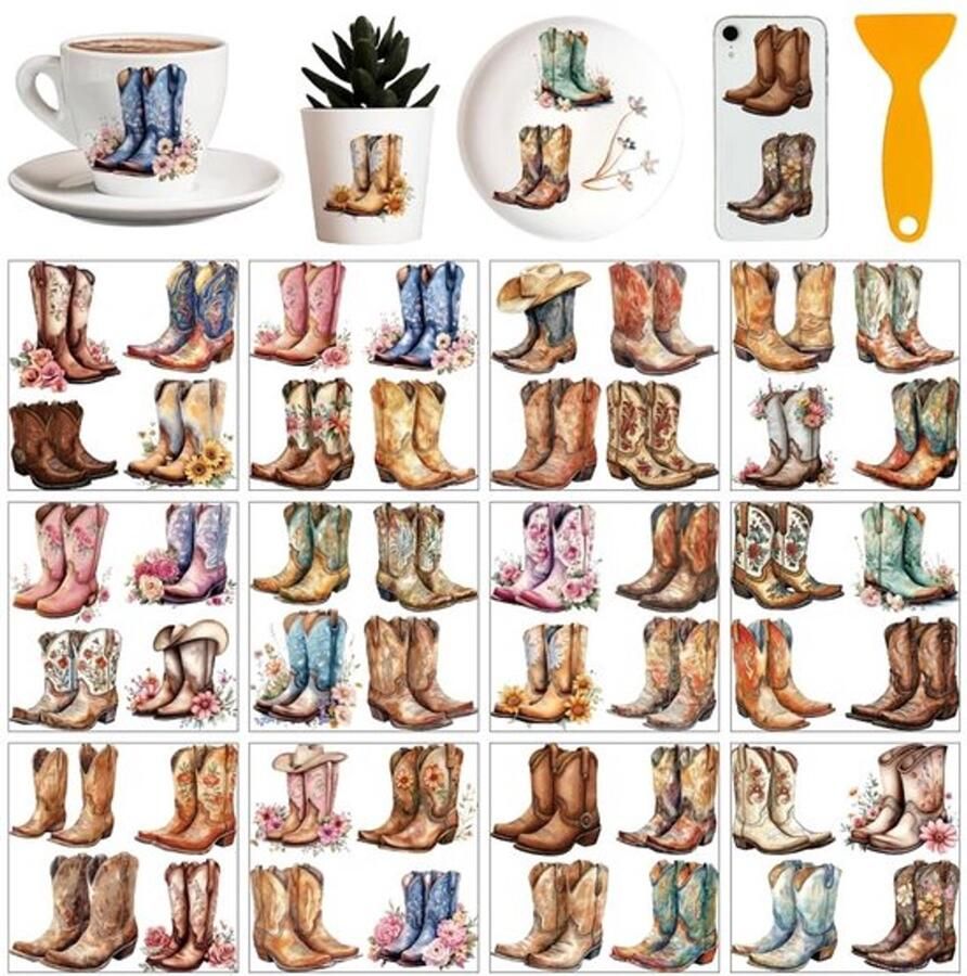 Cowboylaarzen transferstickers vellen