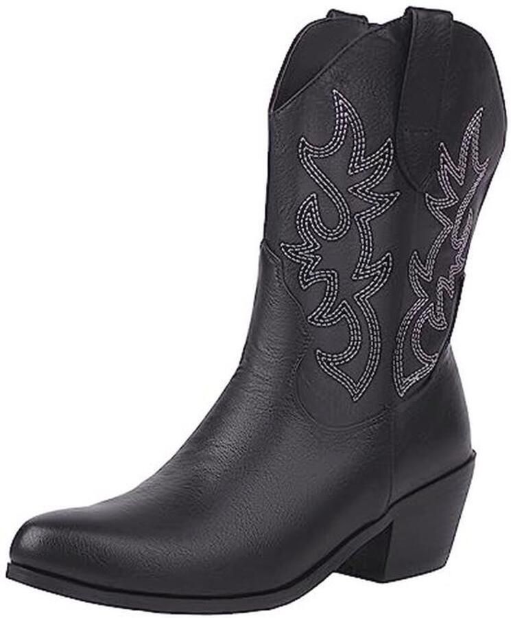 Cowboylaarzen voor Dames Geborduurd Halve Kuitlengte Met Antislip Zolen