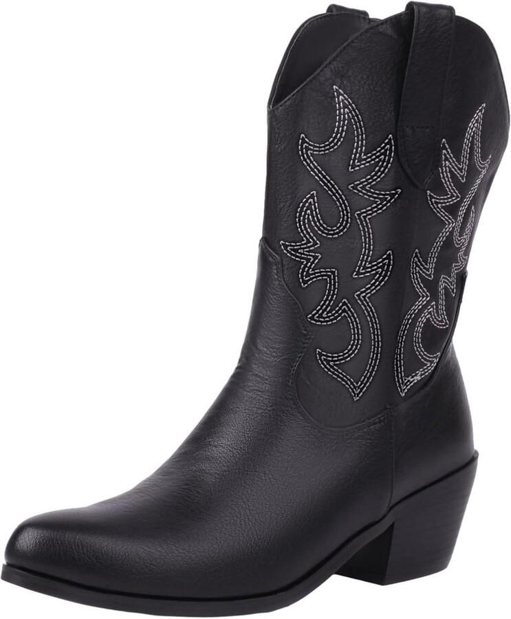 Cowboylaarzen voor Dames Geborduurd Halve Kuitlengte Met Antislip Zolen