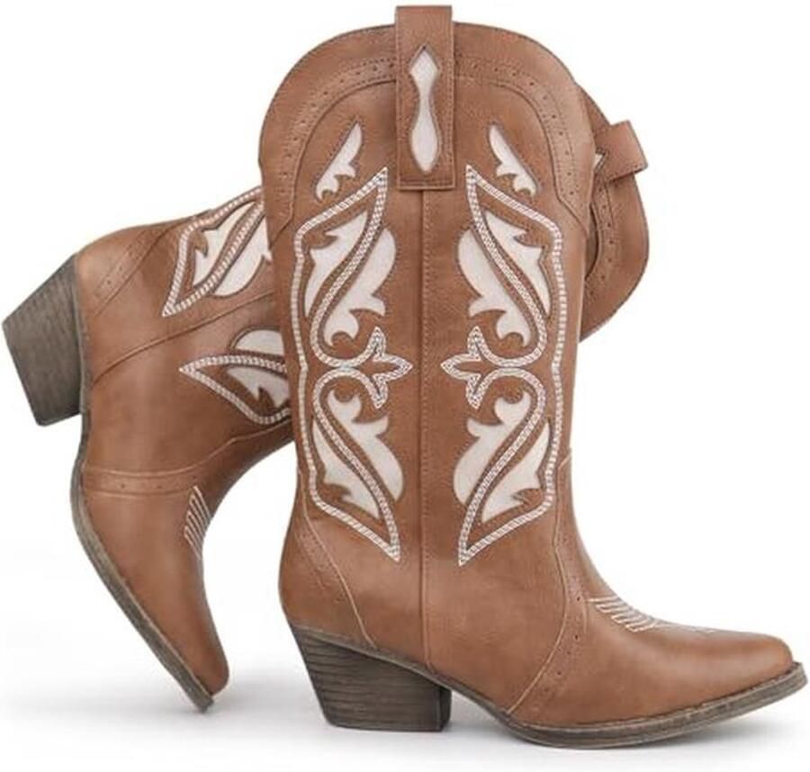 Cowboylaarzen voor dames met borduurwerk en spitse tenen comfortabel en stijlvol