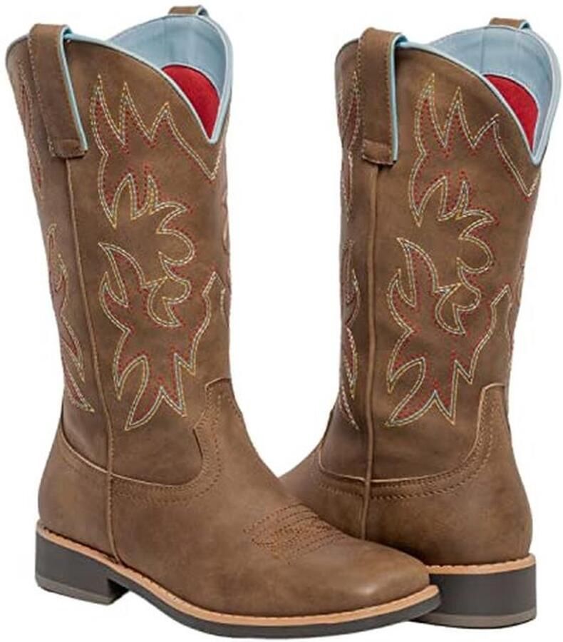 Cowboylaarzen voor Dames met Vierkante Neus Mid Calf Bruin
