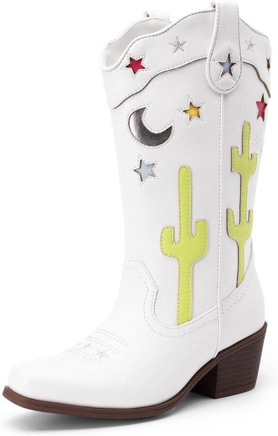 Cowboylaarzen voor Meisjes Western Cowgirl Laarzen met Lage Hak en Vierkante Teen