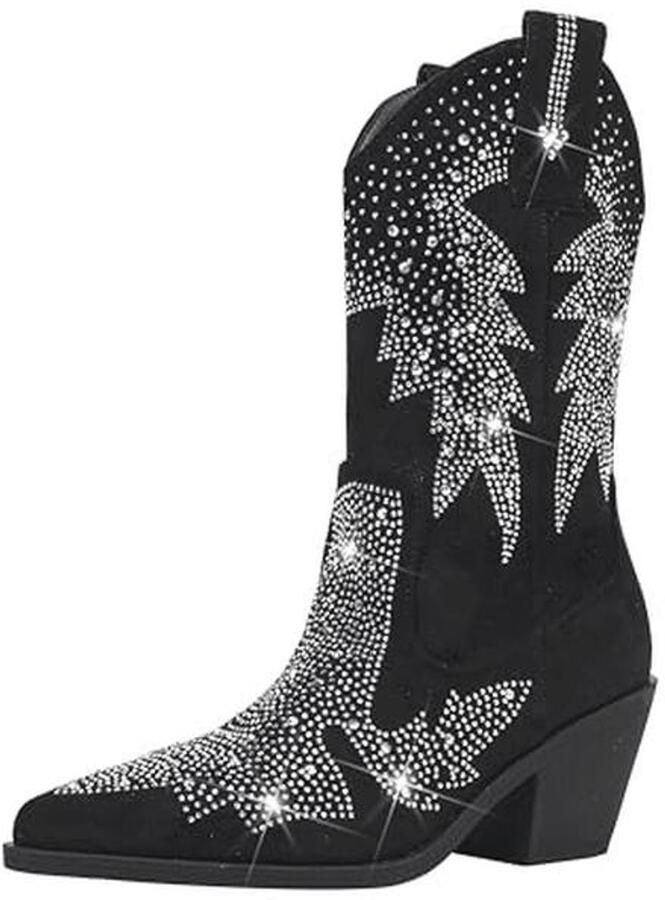 Cowgirl suède western laarzen met strass en glitter voor dames