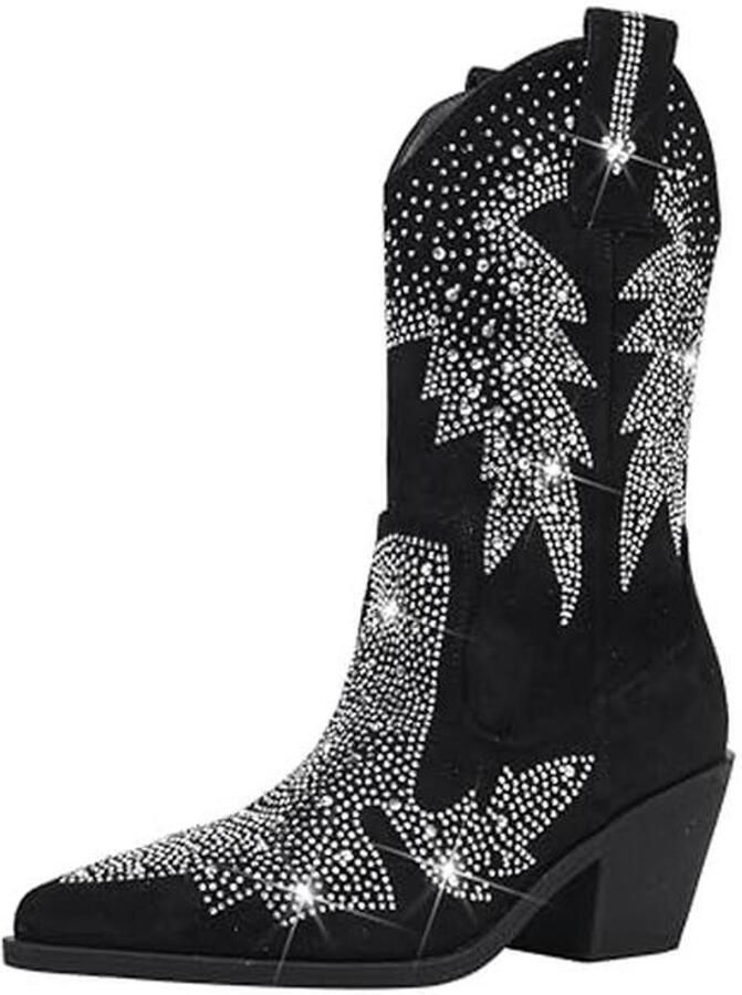 Cowgirl suède western laarzen met strass en glitter voor dames
