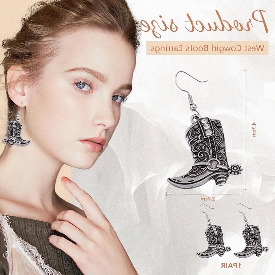 Cowgirl laarzen en oorbellen voor vrouwen en meisjes Vintage rodeo stijl met unieke details en comfort